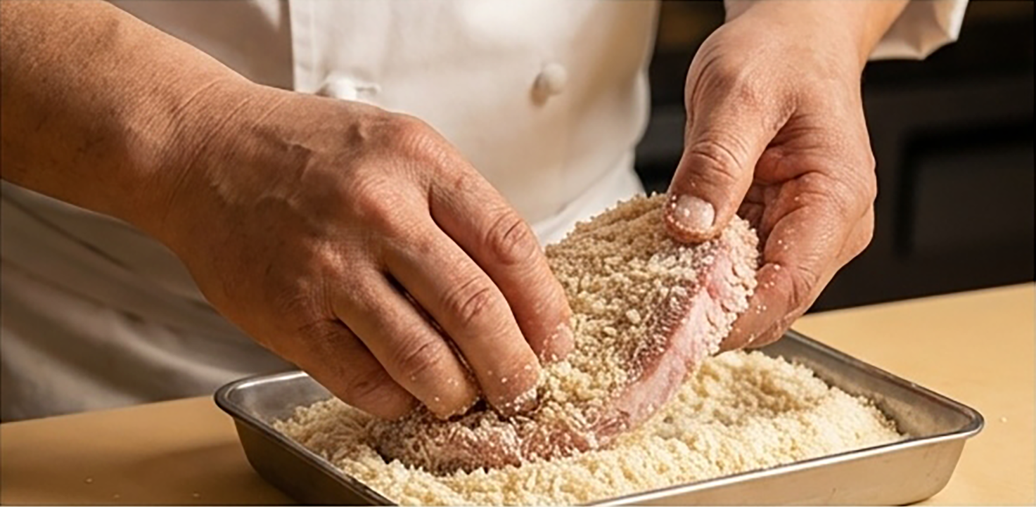 돈까스 조리 장면